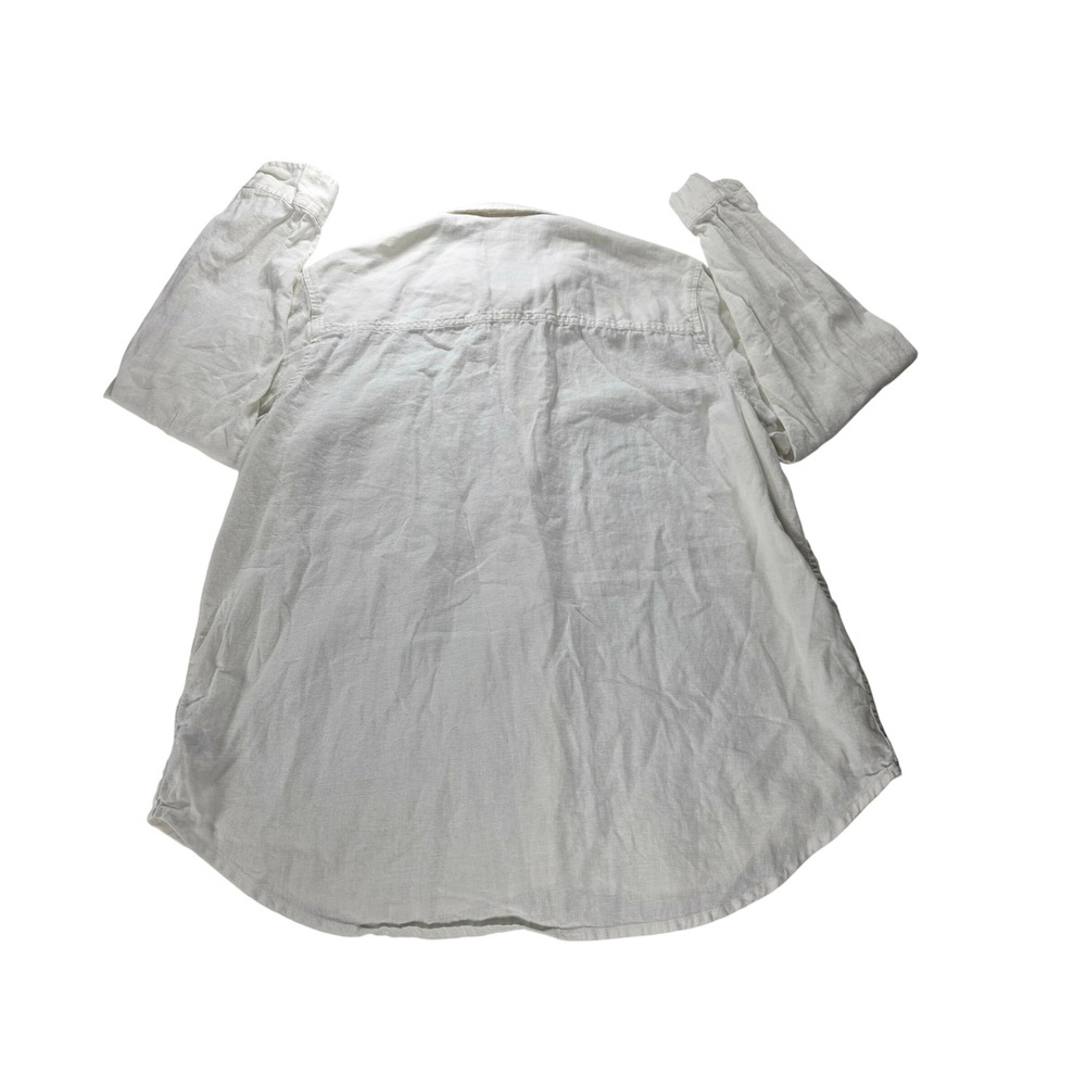 Men's Universal Thread L White Linen Blend Casual Beach Resort Button Up Shirt - Picture 5 of 12